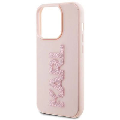 6. Karl Lagerfeld 3D Rubber Glitter Logo case for iPhone 15 Pro Max - pink