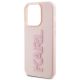 6. Karl Lagerfeld 3D Rubber Glitter Logo case for iPhone 15 Pro Max - pink