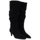 8. Women's leather boots, ruffled, black, Vinceza ZHI27-89167