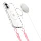 2. Tech-Protect Flexair Chain MagSafe Case for iPhone 16 - Clear + 2 Lanyards (Pink and Gray)