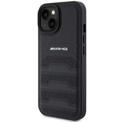 2. AMG Leather Debossed Lines case for iPhone 15 Plus - black