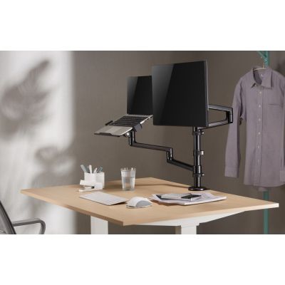 22. GEMBIRD ADJUSTABLE DESK ARM/MONITOR HOLDER + NOTEBOOK STAND 17-32, VESA 100X100MM, UP TO 8 KG