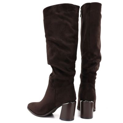 5. Women’s chocolate brown block-heel boots Jezzi MR2623-7