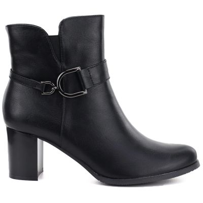 7. Women's insulated ankle boots with a block heel, black M.Daszyński SA125-32