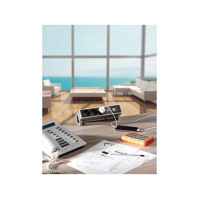 2. Bachmann DESK 2 3-way table socket, color: Inox