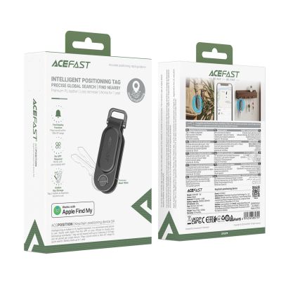 8. Acefast S4 Bluetooth Keychain Locator Compatible with Apple Find My - Black