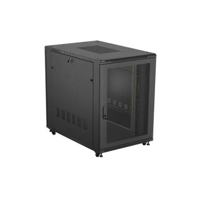 3. 19" 22U 800x1200 black Lanberg floor-standing rack cabinet with perforated doors (flat pack)