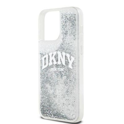6. DKNY Liquid Glitter Big Logo Case for iPhone 15 Pro Max - White