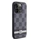 4. DKNY Leather Checkered Mono Pattern & Printed Stripes iPhone 14 Pro Case - Black
