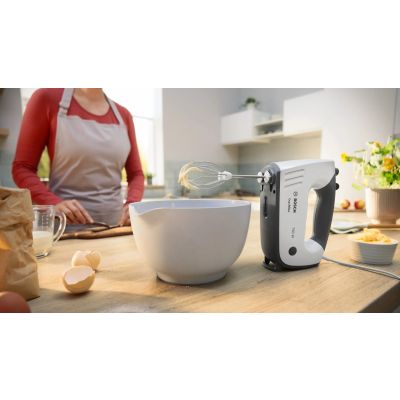 6. Bosch ErgoMixx MFQ37490 Mixer with Bowl (750W; White)