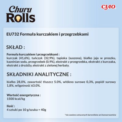 5. INABA Churu Rolls Tuna with Scallops - a treat for cats - 4x10 g