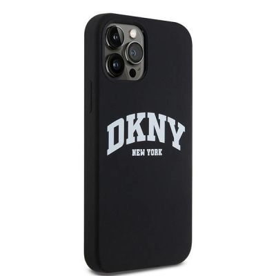 5. DKNY Liquid Silicone White Printed Logo MagSafe Case for iPhone 12/12 Pro - Black