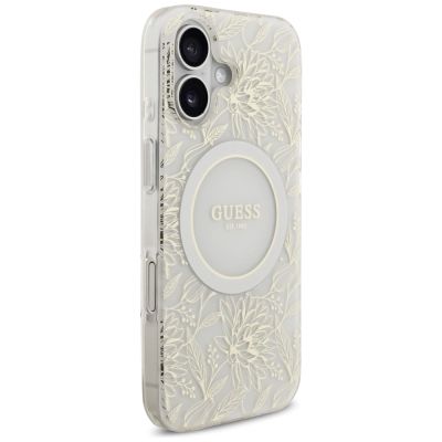 4. Guess IML Flowers Electro Pearl Strap MagSafe case for iPhone 17 - white