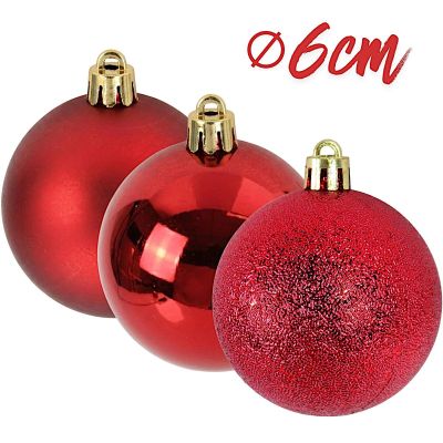 3. DECORATIVE PLASTIC BAUBLE SAFE 27 PCS. diameter 6 cm RED MICA