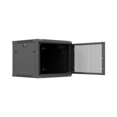 21. Lanberg 19" 9U 600x600 black wall-mounted rack cabinet with perforated doors (flat pack)