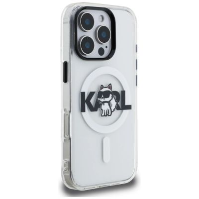 4. Karl Lagerfeld IML Choupette Sketch Logo MagSafe Case for iPhone 16 Pro Max - Clear