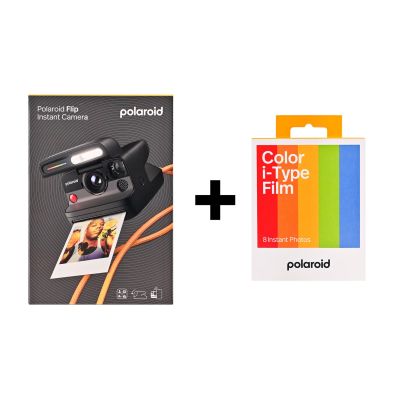4. Polaroid Flip Instant Camera with Color Cartridges (8 Photos), Black