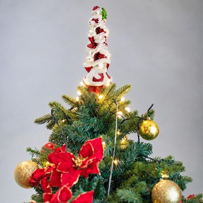 6. Glass Christmas Tree Topper with 3 Snowmen 28 cm