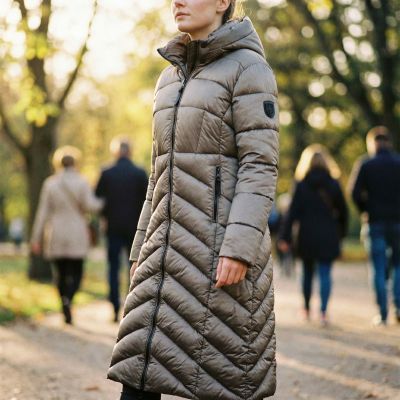 6. Geographical Norway Blanche Long Taupe DB Lady 0116 Taupe Women's Jacket (WZ5490F/GN-Taupe)