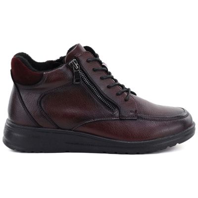 2. Burgundy women's insulated leather wedge ankle boots – Potocki JE19502