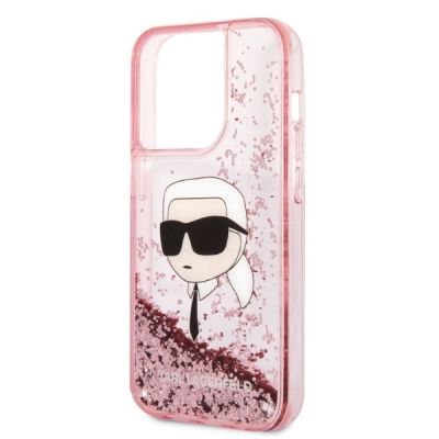 6. Karl Lagerfeld Glitter Karl's Head case for iPhone 14 Pro Max - pink