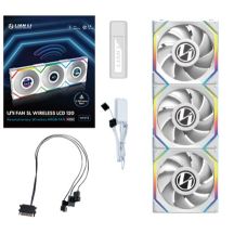 Lian Li LULI-100 UNI FAN SL LCD fan, ARGB, PWM, 3x, 120 mm, Wireless control via 2.4GHz controller, white