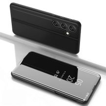 Clear View Case for Samsung Galaxy S25 Cover with Flip - Black