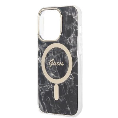 6. Set Guess GUBPP14LHMEACSK Case+ Charger iPhone 14 Pro 6.1" black/black hard case Marble MagSafe
