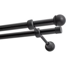 Double Curtain Rod, Ø 19 mm, Black, 160 cm, Knob, MAX KOWALSKI