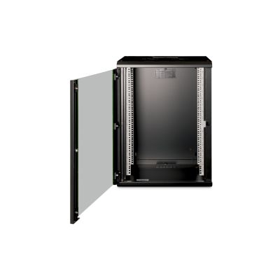 14. Digitus Unique 19" 16U wall-mounted network cabinet 600x450, glass door, black, undivided, assembled, 100kg