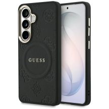 Guess Saffiano Peony Embossed Ring MagSafe case for Samsung Galaxy S26 - black
