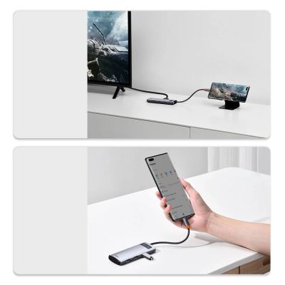 21. Baseus Metal Gleam Series 5-in-1 Multifunctional HUB USB Type C - USB Type C Power Delivery 100 W / HDMI 4K 30 Hz / 3x USB 3.2 Gen 1 (CAHUB-CX0G)