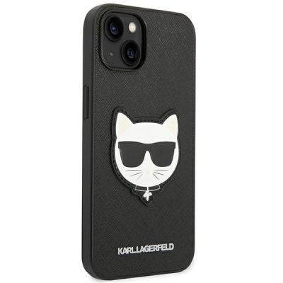 4. Karl Lagerfeld Saffiano Choupette Head Patch Case for iPhone 14 Plus - Black