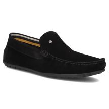 Men's leather moccasins, black suede, Filippo MP923