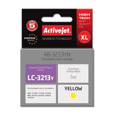 Activejet AB-3213YN Ink (replacement for Brother LC3213Y; Supreme; 7 ml; Yellow)