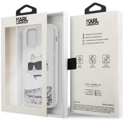 8. Karl Lagerfeld KLHCP12MLNHCCS iPhone 12/ 12 Pro 6.1" silver/silver hardcase Glitter Choupette Head
