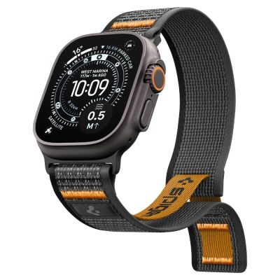 5. Spigen Athlex Air 2 Strap for Apple Watch (44 / 45 / 46 / 49 mm) - Black and Orange