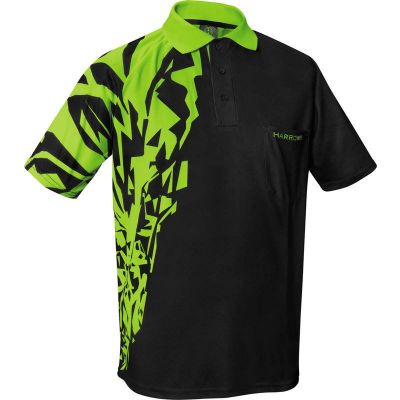 5. Harrows Rapide Black and Green Polo Shirt