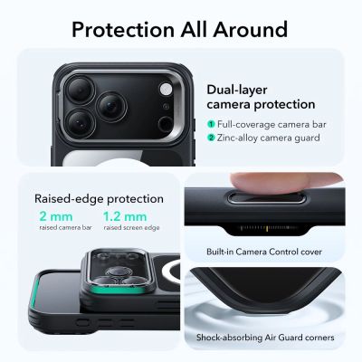 2. ESR Classic Hybrid Kickstand MagSafe Case for iPhone 17 Pro Max - Clear Black