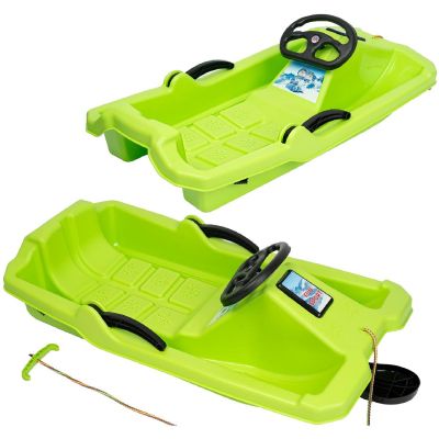 5. PLASTIC SLED WITH BRAKE AND HANDLEBAR ADAŚ 84x43x25CM GREEN