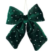 GREEN DECORATIVE BOW 15x17CM MICA