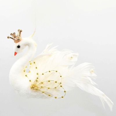 5. SWAN DECORATIVE HANGING BAUBLE 17CM GOLDEN WINGS