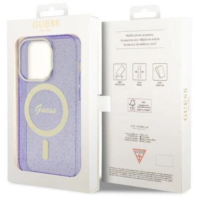 8. Guess GUHMP14LHCMCGU iPhone 14 Pro 6.1" purple/purple hardcase Glitter Gold MagSafe