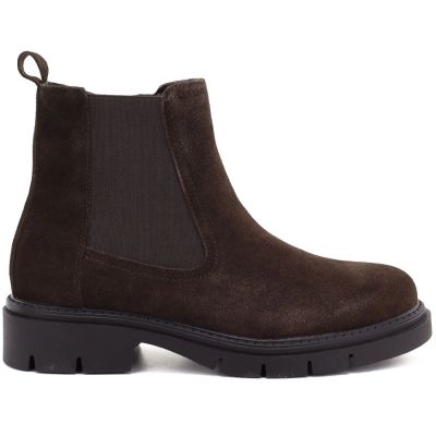 6. Women's leather ankle boots, suede, chocolate, Sergio Leone BT-01-S