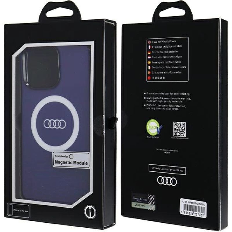 7. Audi IML Big Logo MagSafe case for iPhone 15 Pro Max - blue