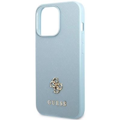 6. Guess Saffiano 4G Small Metal Logo Case for iPhone 13 Pro / 13 - Blue