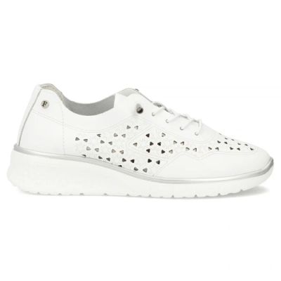2. Women's leather openwork shoes, white Filippo DP6714