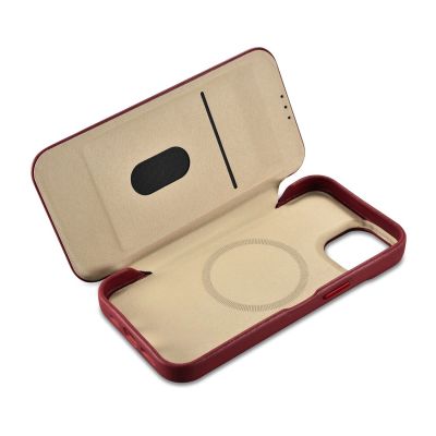 16. iCarer CE Premium Leather Folio Case iPhone 14 Plus Magnetic Flip Leather Folio Case MagSafe Red (WMI14220715-RD)