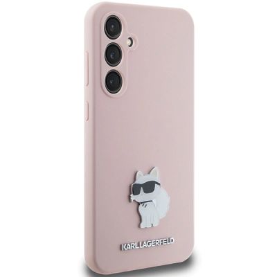4. Karl Lagerfeld Silicone Choupette Metal Pin case for Samsung Galaxy S23 FE - pink