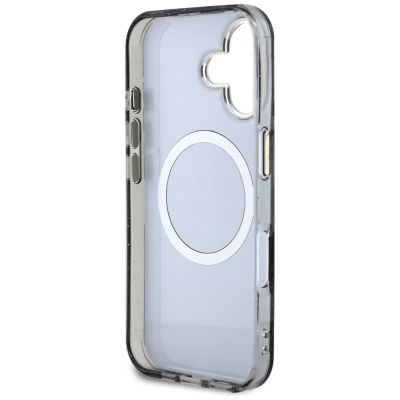 7. Guess Glitter Flowers Triangle Buttons MagSafe case for iPhone 16 black